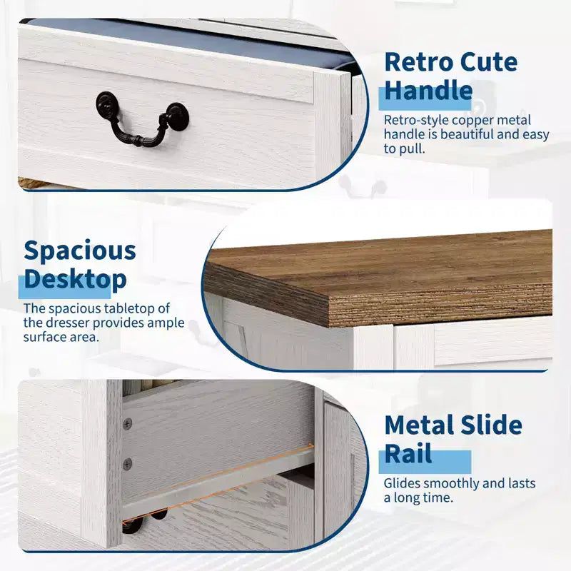 Cassettiera a 9 cassetti con maniglie in metallo – Struttura in legno, contenitore multiuso