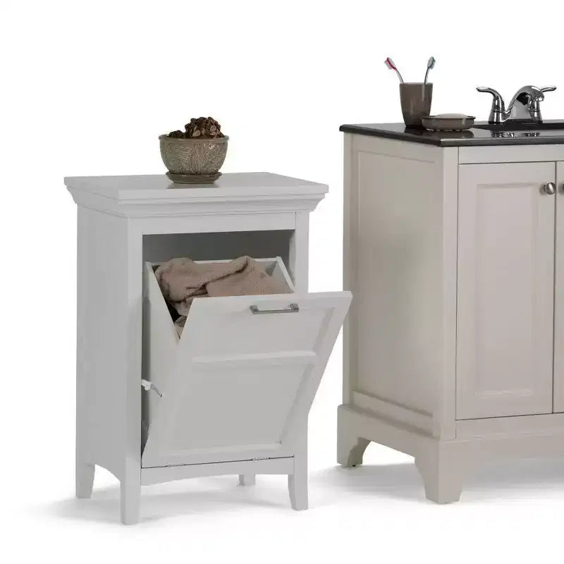Cesta portabiancheria con mobiletto - Bianco