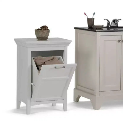 Cesta portabiancheria con mobiletto - Bianco