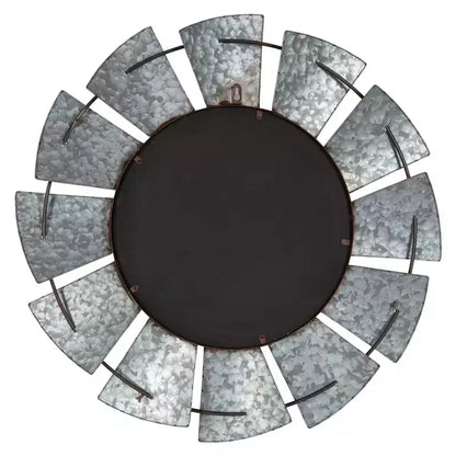 Specchio da Parete Rotondo in Metallo a Mulinello da 32" – Stile Rustico da Fattoria