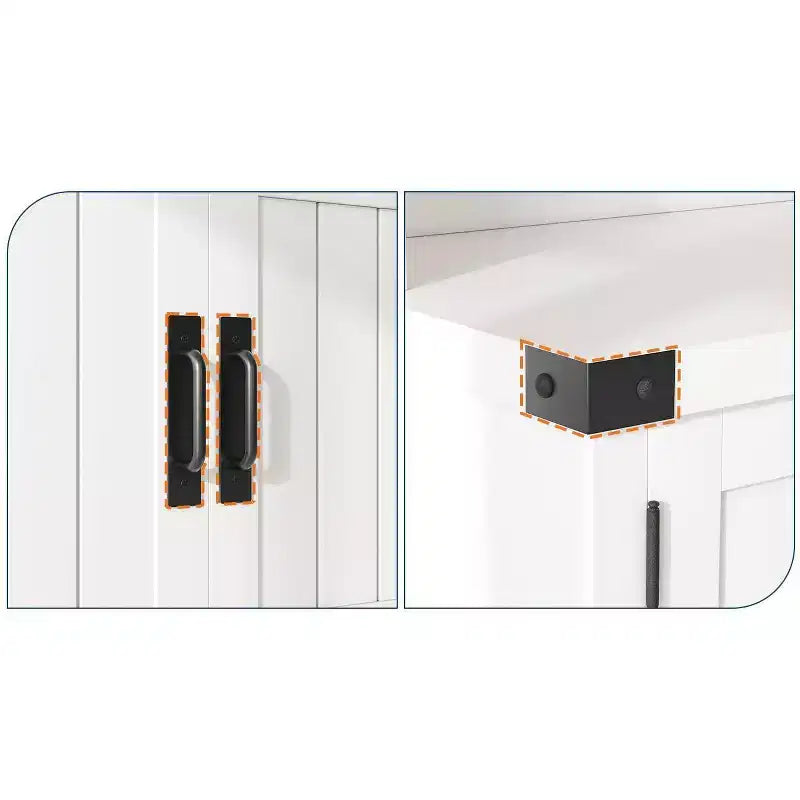 Albero da Ingresso con Panchina Contenitore per Scarpe, Appendiabiti, 5 Ganci, Ripiano Regolabile e Ante in Legno – Bianco