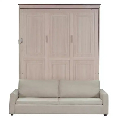 Letto a scomparsa Queen Size con divano e luci LED – Beige