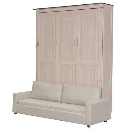 Letto a scomparsa Queen Size con divano e luci LED – Beige