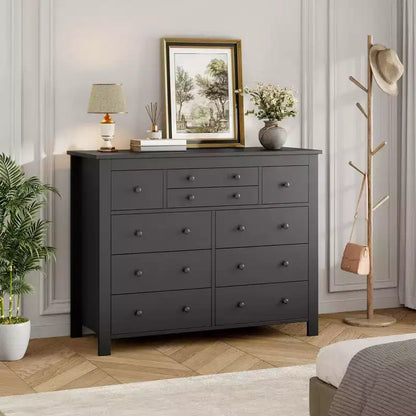 GustoWave Dresser for Bedroom with 10 Drawer, 47.2'' Modern Long Dressers with Large Storage, Wooden Chest of Drawers TV Stand
