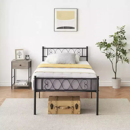 Struttura letto a piattaforma in metallo per letto singolo con testiera e pediera