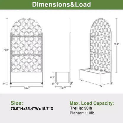 Griglia in ferro con fioriera – 183x89x41 cm, set da 3 pannelli