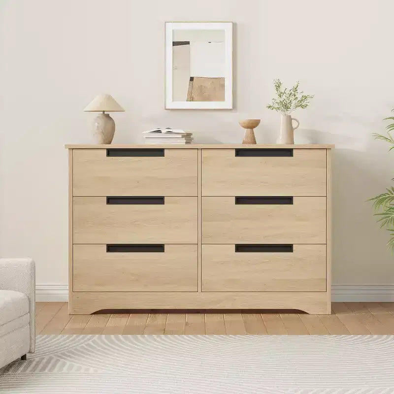 Cassettiera per camera da letto con 6 cassetti, comò in legno per armadio, mobile contenitore per corridoio, soggiorno e ufficio