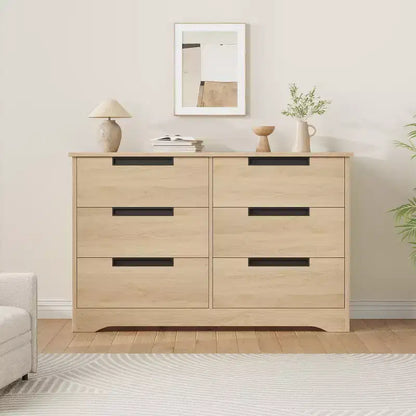 Cassettiera per camera da letto con 6 cassetti, comò in legno per armadio, mobile contenitore per corridoio, soggiorno e ufficio