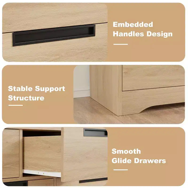 Cassettiera per camera da letto con 6 cassetti, comò in legno per armadio, mobile contenitore per corridoio, soggiorno e ufficio