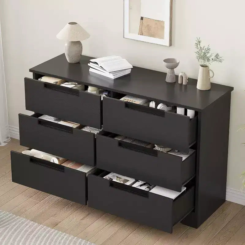Cassettiera per camera da letto con 6 cassetti, comò in legno per armadio, mobile contenitore per corridoio, soggiorno e ufficio