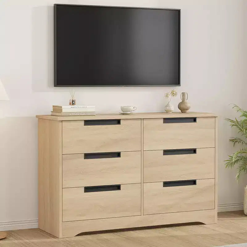 Cassettiera per camera da letto con 6 cassetti, comò in legno per armadio, mobile contenitore per corridoio, soggiorno e ufficio