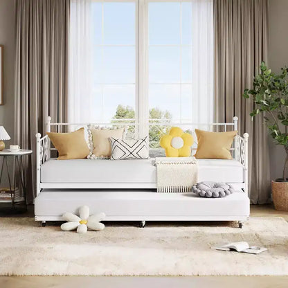 Divano Letto Singolo con Letto Estraibile – Struttura in Metallo, Nessuna Molla a Scatola Necessaria