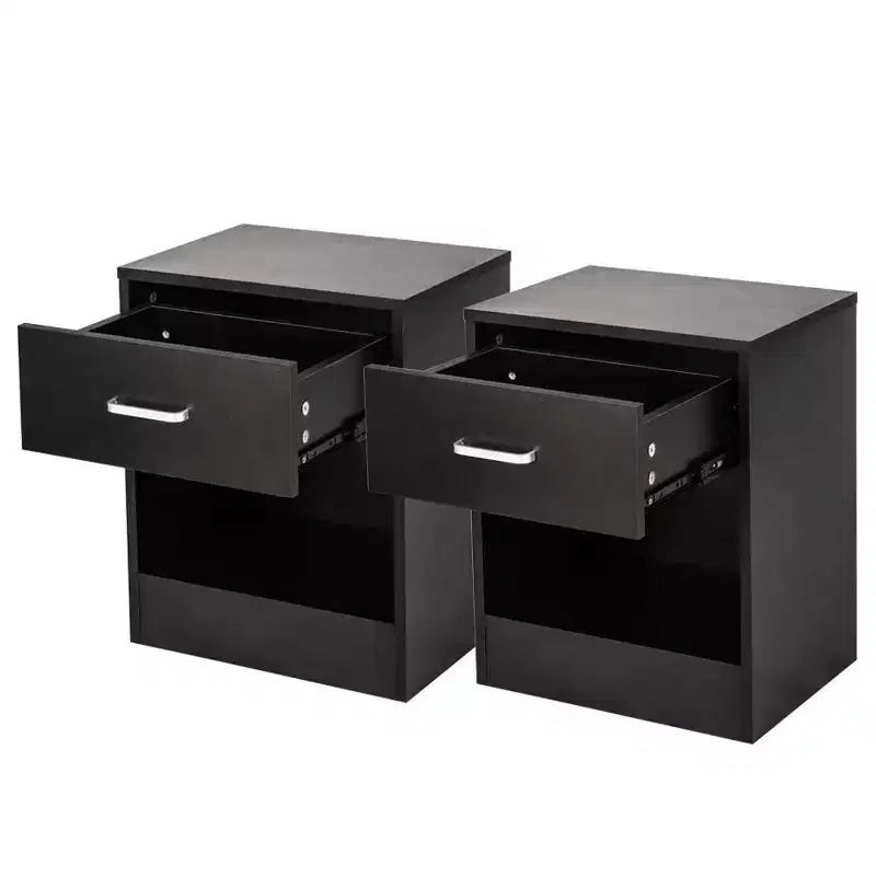 Comodino nero a un cassetto