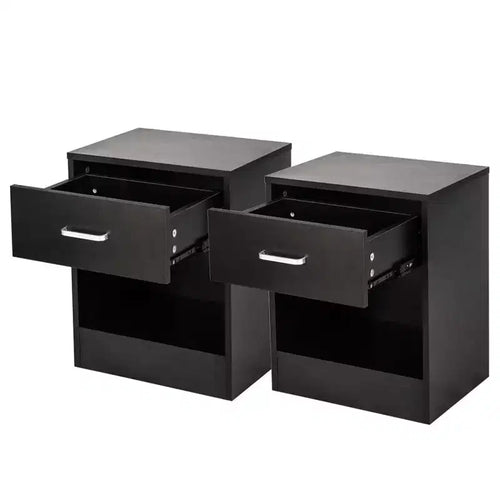 Comodino nero a un cassetto