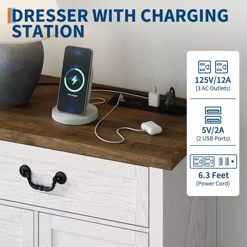 Cassettiera a 9 cassetti con maniglie in metallo – Struttura in legno, contenitore multiuso