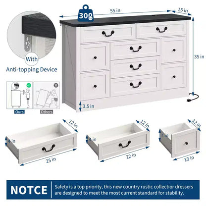 Cassettiera a 9 cassetti con maniglie in metallo – Struttura in legno, contenitore multiuso