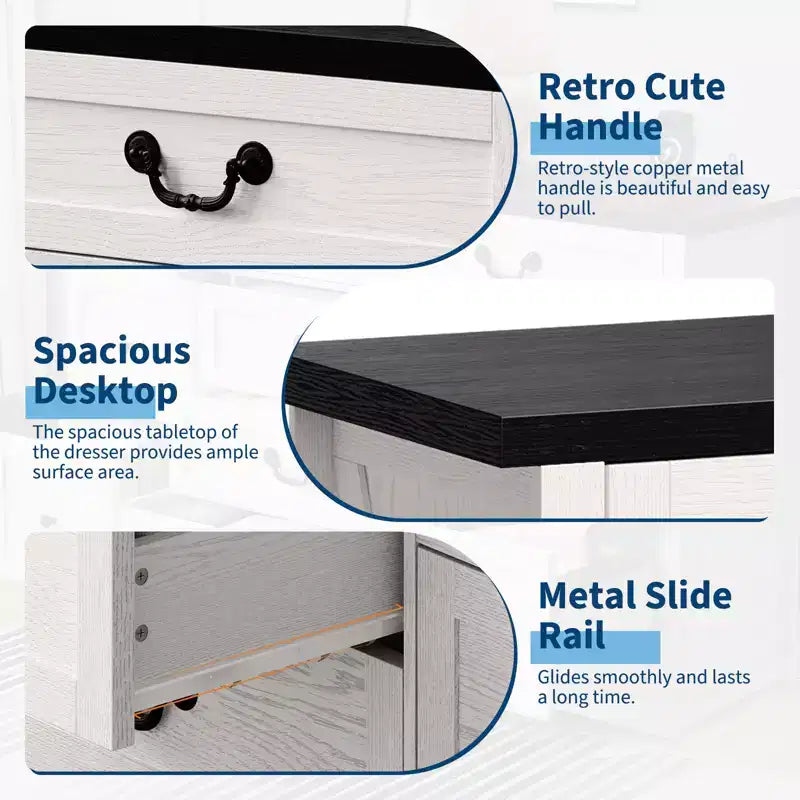 Cassettiera a 9 cassetti con maniglie in metallo – Struttura in legno, contenitore multiuso