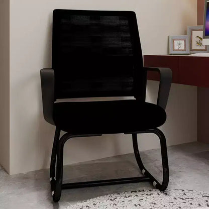 Sedia da ufficio imbottita con struttura in metallo e braccioli fissi
