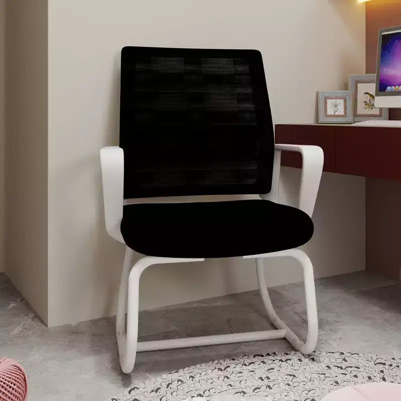 Okak Minimalist Home Office Desk Chair, Upholstered Computer Chair with Metal Frame and Armrest, Comfy Chair for Home, Office