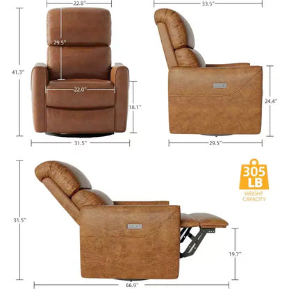 Poltrona Reclinabile Girevole Elettrica con Supporto Lombare