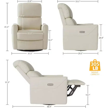 Poltrona Reclinabile Girevole Elettrica con Supporto Lombare