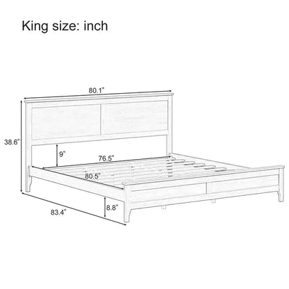 Letto a piattaforma king size in legno massello con testiera