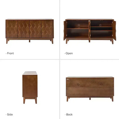 Rosalind 60 Credenza larga moderna con frontali delle ante a rilievo geometrico | KARAT HOME-WALNUT