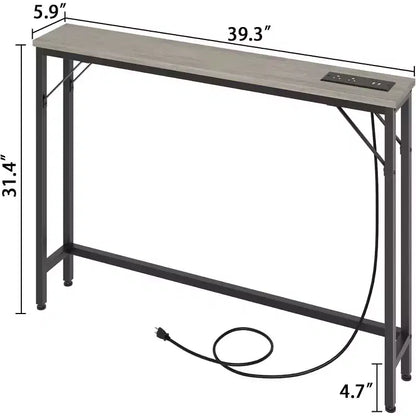 Tavolo Console da 39 Pollici con Prese di Corrente e Porte USB Integrate