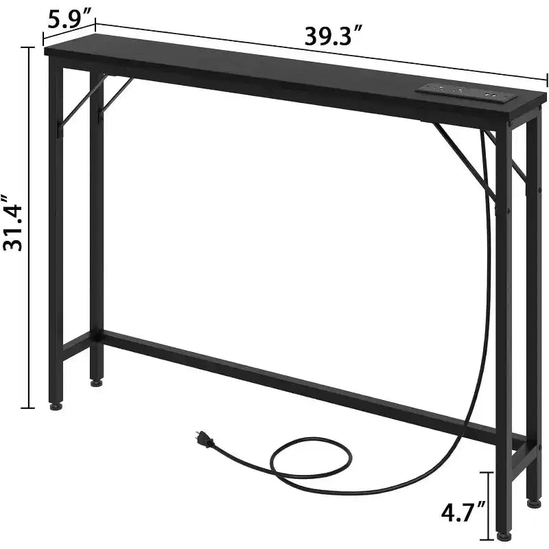 Tavolo Console da 39 Pollici con Prese di Corrente e Porte USB Integrate