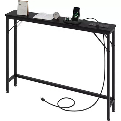Tavolo Console da 39 Pollici con Prese di Corrente e Porte USB Integrate