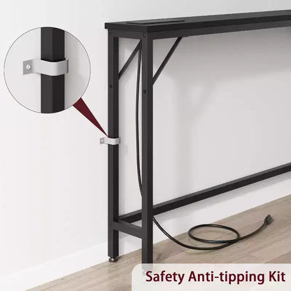 Tavolo Console da 39 Pollici con Prese di Corrente e Porte USB Integrate