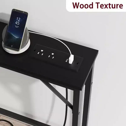 Tavolo Console da 39 Pollici con Prese di Corrente e Porte USB Integrate