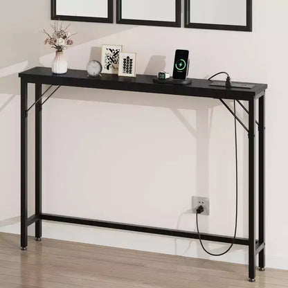 Tavolo Console da 39 Pollici con Prese di Corrente e Porte USB Integrate