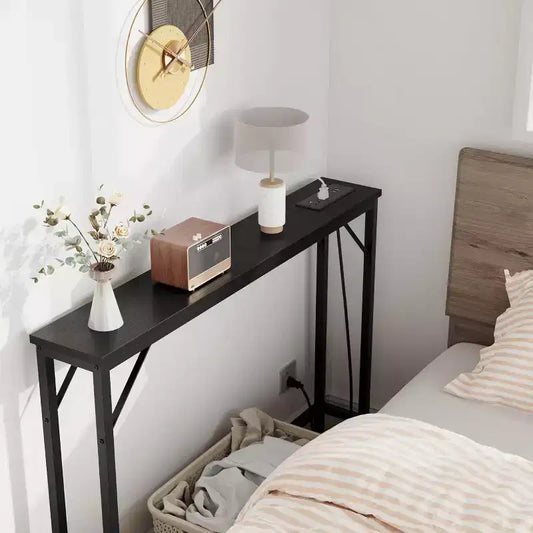39.3 Console Table with Built-In Power Station, Slim Entryway Table with USB Ports and Power Outlets, Behind Sofa Table for Living Room