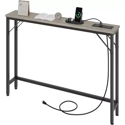 Tavolo Console da 39 Pollici con Prese di Corrente e Porte USB Integrate