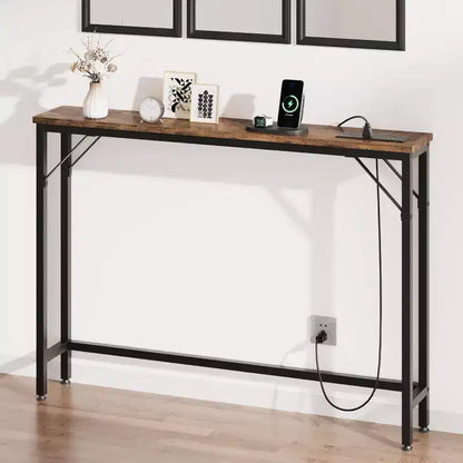 Tavolo Console da 39 Pollici con Prese di Corrente e Porte USB Integrate