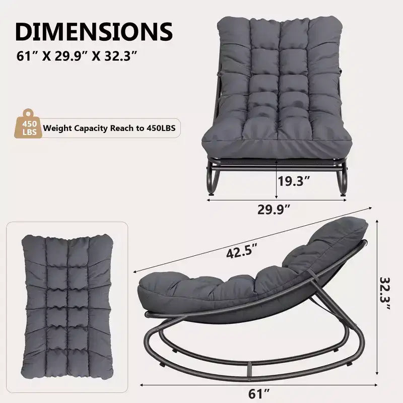 Sedia a dondolo Papasan da esterno con cuscino