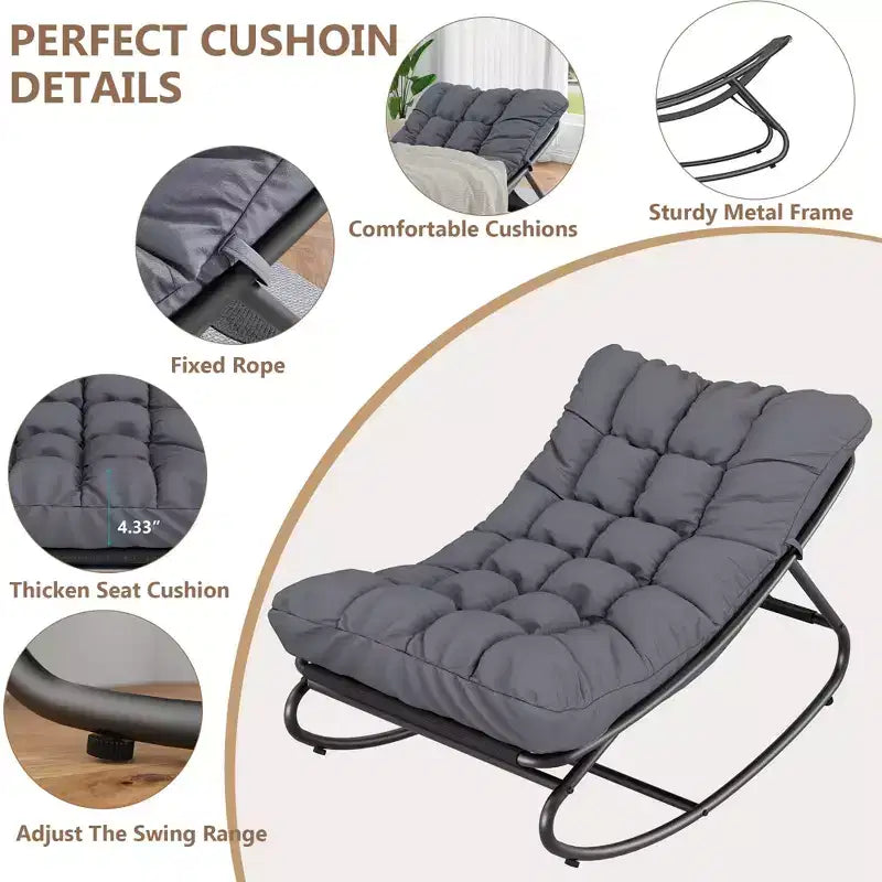 Sedia a dondolo Papasan da esterno con cuscino
