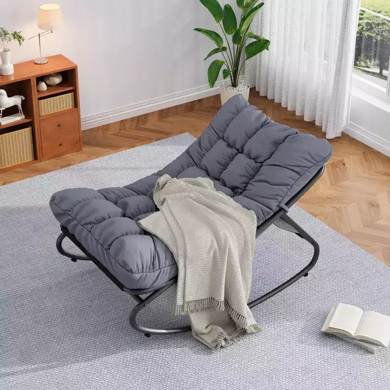 Sedia a dondolo Papasan da esterno con cuscino