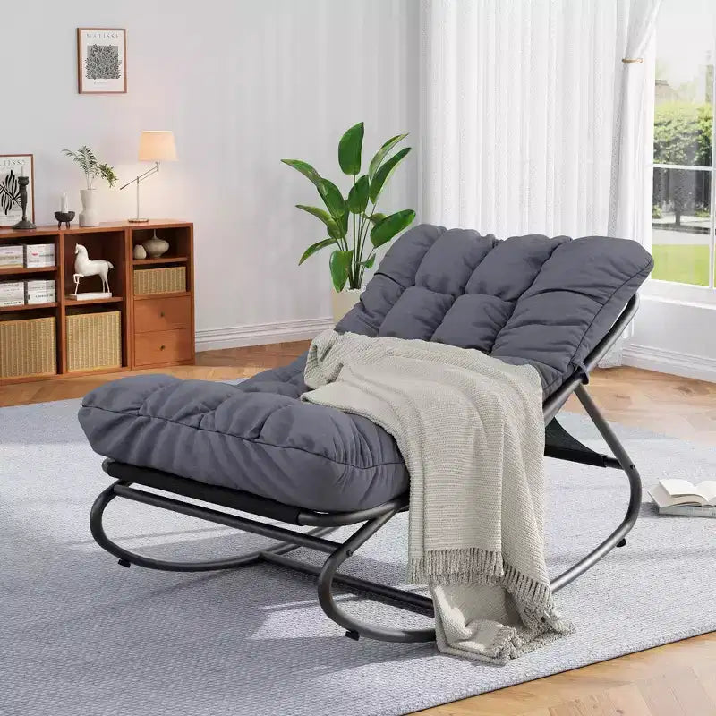 Sedia a dondolo Papasan da esterno con cuscino
