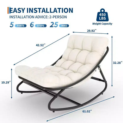 Sedia a dondolo Papasan da esterno con cuscino