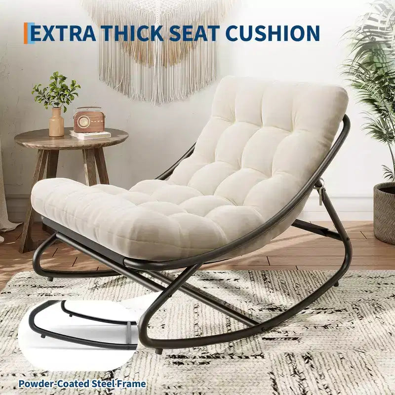 Sedia a dondolo Papasan da esterno con cuscino