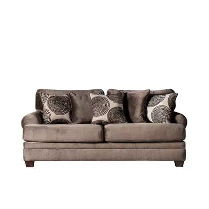 Mauricio Microfiber Sofa Brown - Furniture Of America: Upholstered, Wood Frame, Includes 4 Accent Pillows