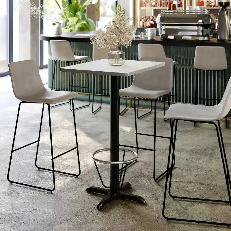 Set Tavolo Rettangolare Alto da Bar 24" x 30" con Poggiapiedi ad Anello