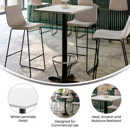 Set Tavolo Rettangolare Alto da Bar 24" x 30" con Poggiapiedi ad Anello