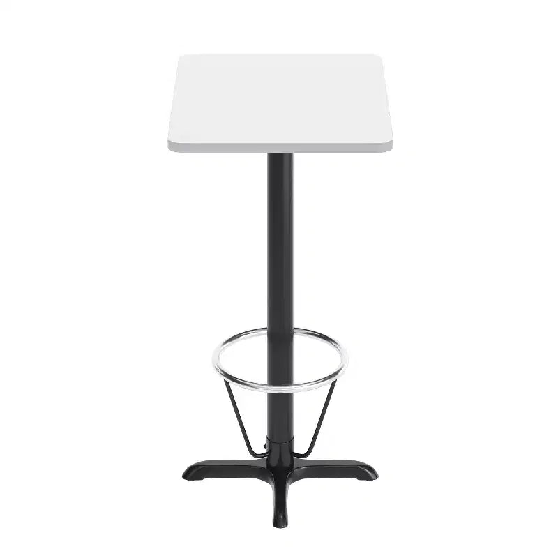 Set Tavolo Rettangolare Alto da Bar 24" x 30" con Poggiapiedi ad Anello