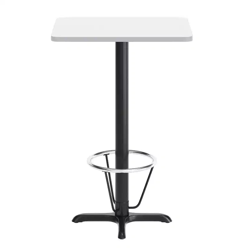 Set Tavolo Rettangolare Alto da Bar 24" x 30" con Poggiapiedi ad Anello