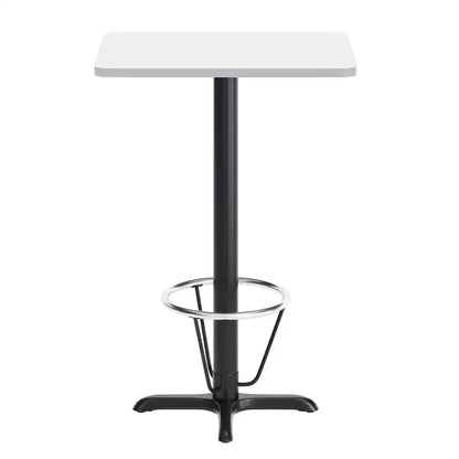 Set Tavolo Rettangolare Alto da Bar 24" x 30" con Poggiapiedi ad Anello