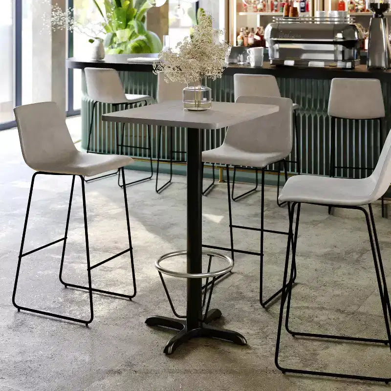 Set Tavolo Rettangolare Alto da Bar 24" x 30" con Poggiapiedi ad Anello