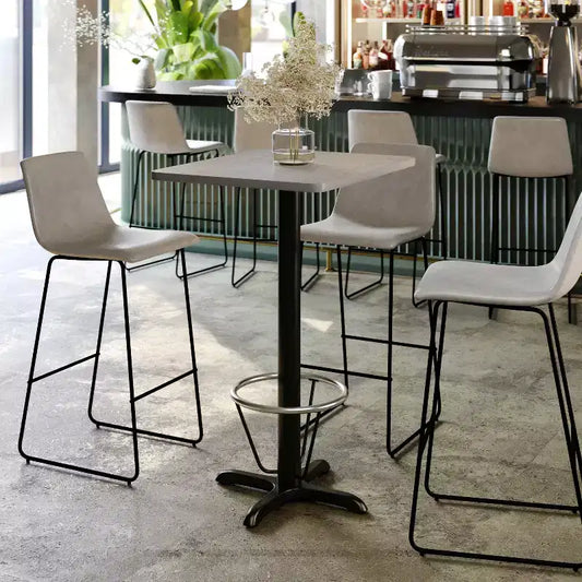 Set Tavolo Rettangolare Alto da Bar 24" x 30" con Poggiapiedi ad Anello